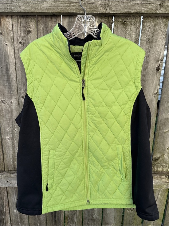 Styluxe Jackets & Blazers - Styluxe Neon Lime Quilted Vest with Black Panels